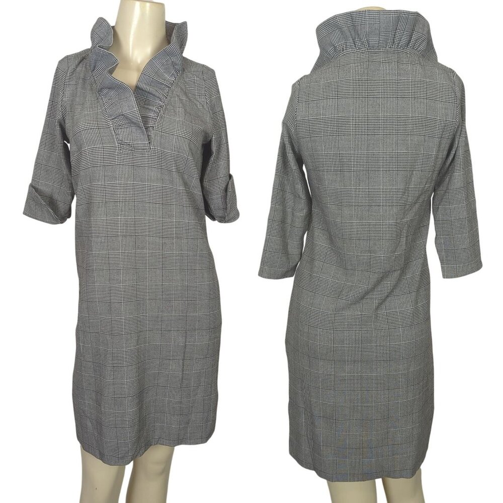 Gretchen Scott Dress black white size 0 / 2 Shrimp‎ Wall Street Ruff Neck